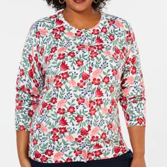Karen Scott Sweaters - Karen Scott Plus Size Floral Print Cardigan